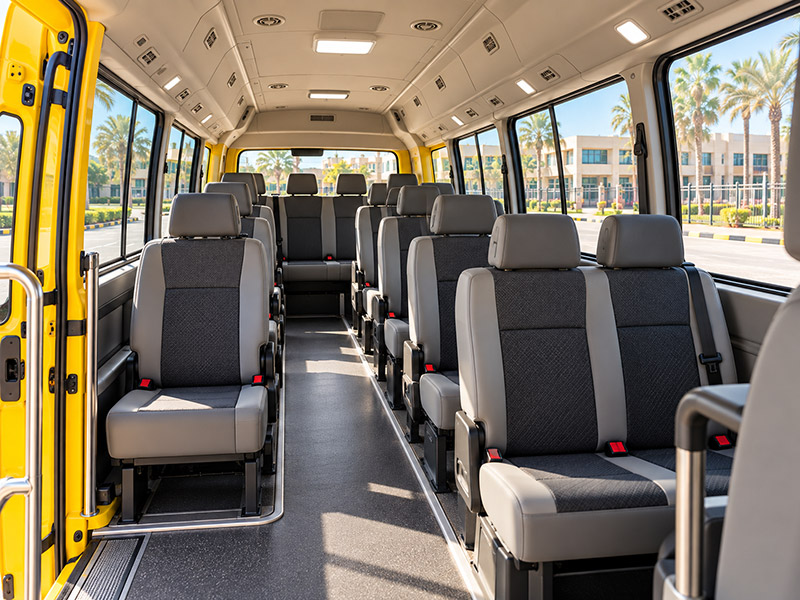 Seating inside the 10 Seater Bus
