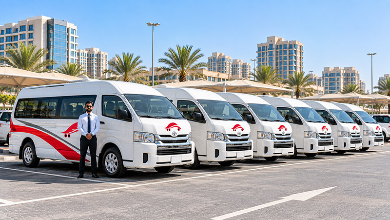 Al Mashhour 10 seater HiAce on the road