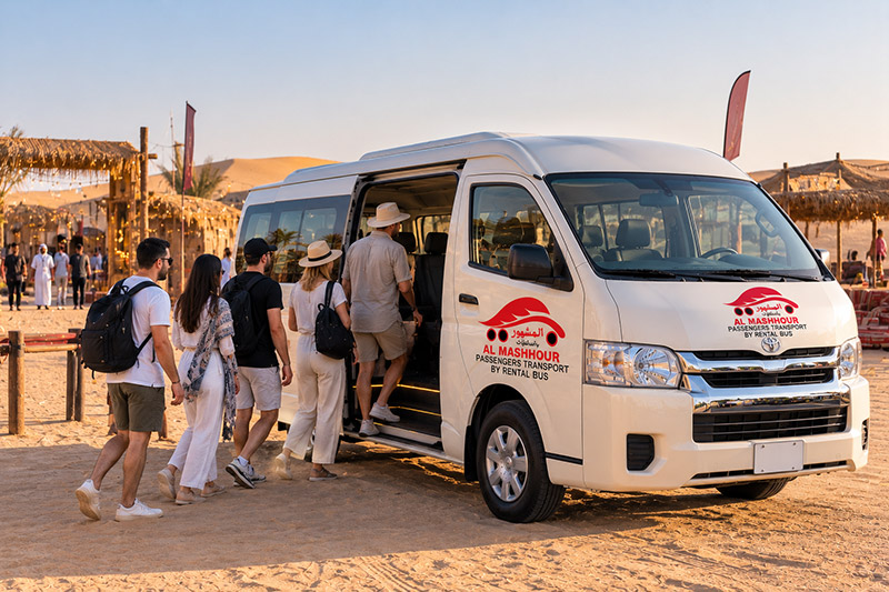 Al Mashhour 10 seater HiAce on the road