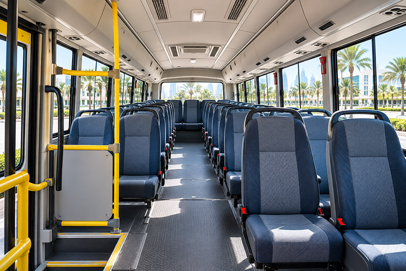 Seating inside the 18–20 Seater Bus