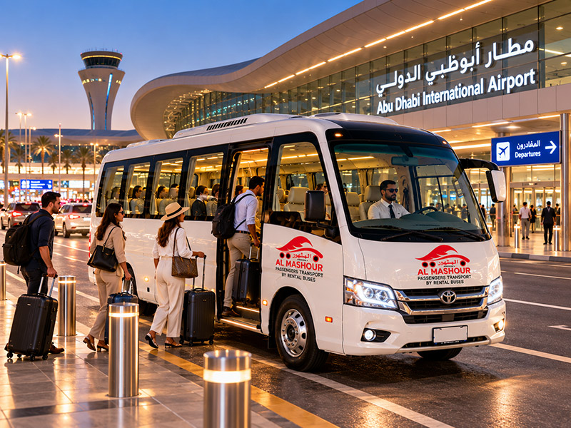 Al Mashhour 18–20 seater bus on the road