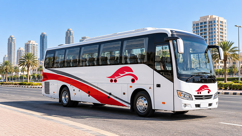 Al Mashhour 22 seater bus on the road