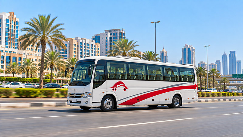 Al Mashhour 25 seater bus on the road