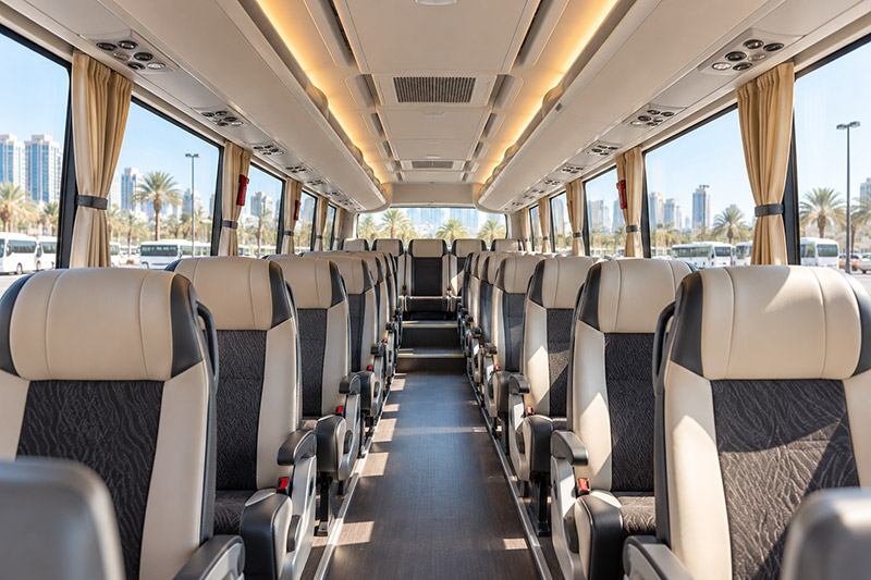 Seating inside the 30 Seater Bus