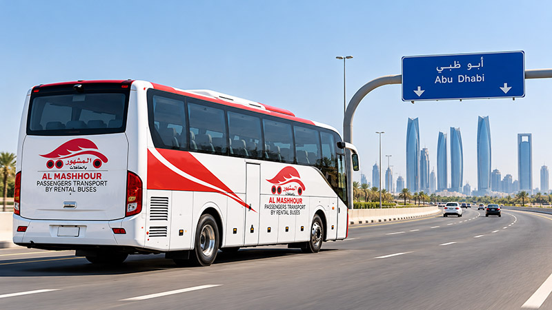 Al Mashhour 40 seater coach on the road
