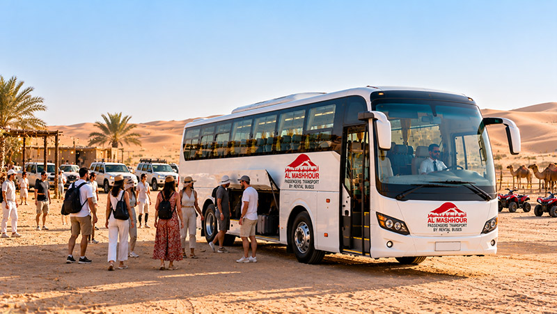 Al Mashhour 40 seater coach on the road