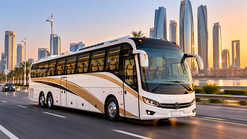 Al Mashhour 50–53 seater bus on the road