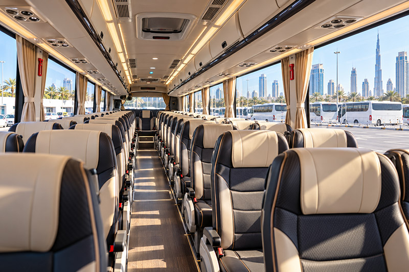 Seating inside the 55 Seater Coach
