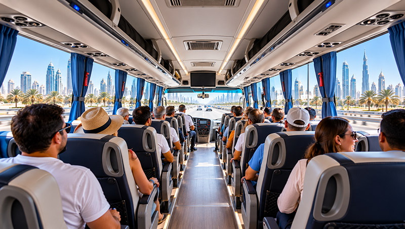 Seating inside the 70–75 Seater Bus