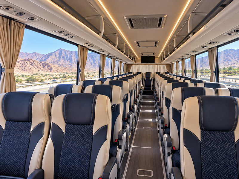 Seating inside the 70–75 Seater Bus