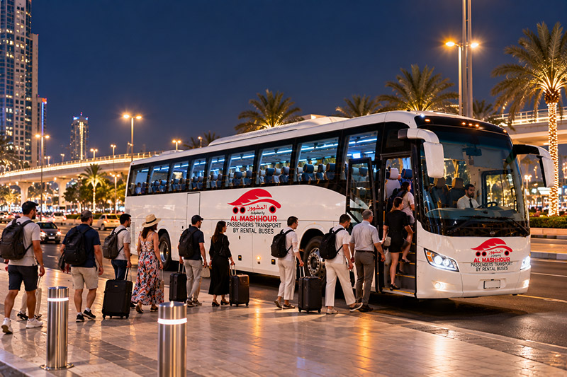 Al Mashhour 84 seater bus on the road