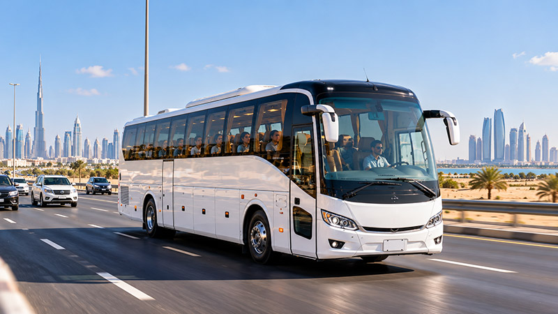 Coach on an airport transfer