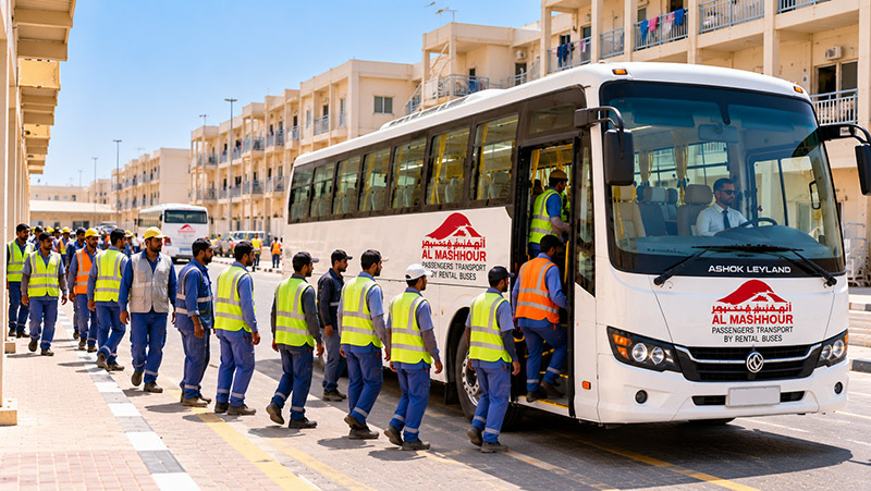 Labour Transport Bus hire from Al Mashhour