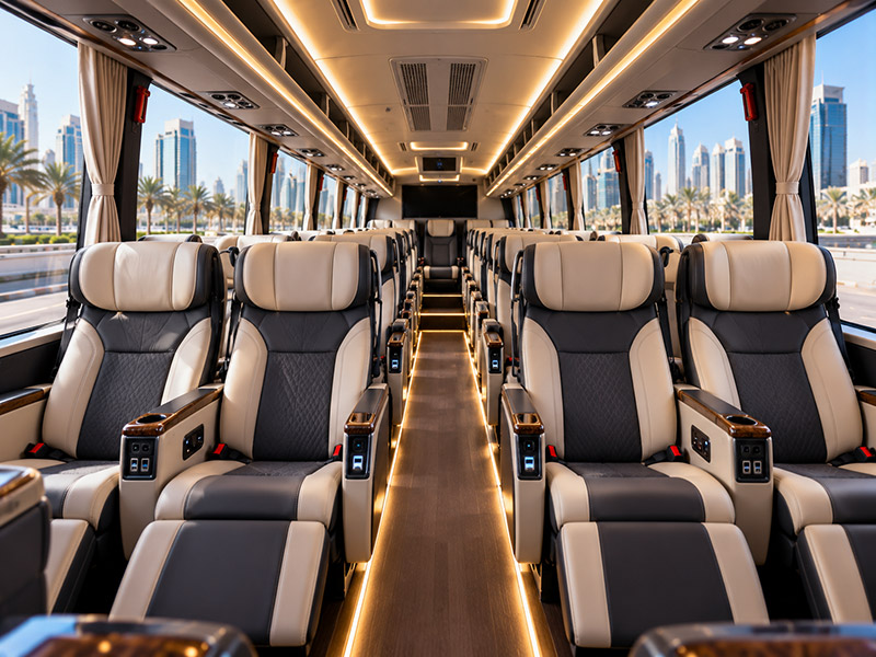 Seating inside the Luxury Coach
